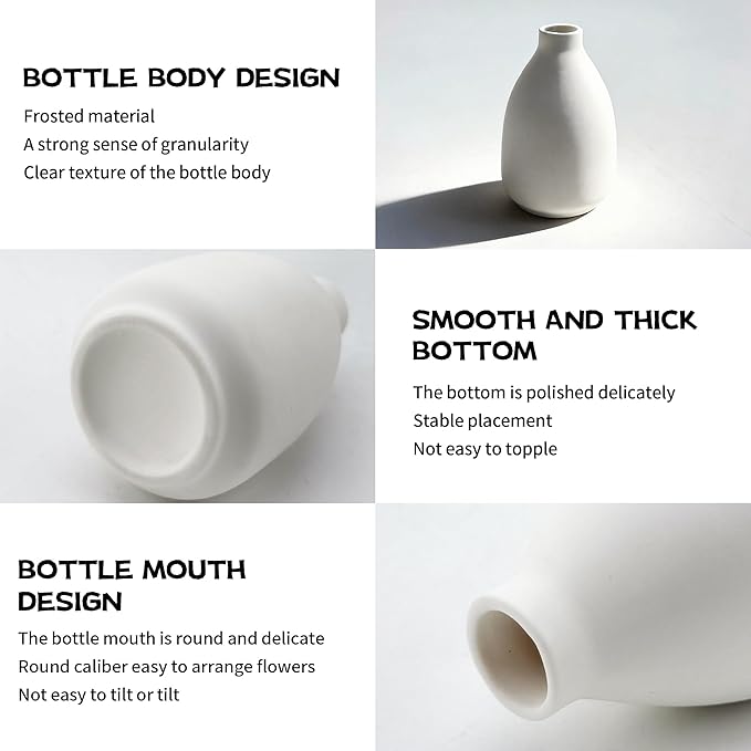 White Bud Vases Set of 12, Small Ceramic Vase in Bulk, Mini Pottery Vases for Pampas Grass Clay Vase for Wedding Table Centerpieces Decoration Modern Boho Rustic Home Decor DIY Gift