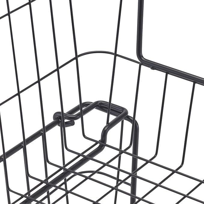 TRINITY 2-Pack Stackable Metal Wire Storage Baskets With Handles, Black, 19 Inches
