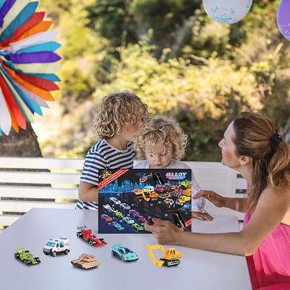 24 PCS Play Vehicles Advent Calendar, 24 Days of Surprises Toys Box, Christmas Countdown Advent Calendars for Kid Boys