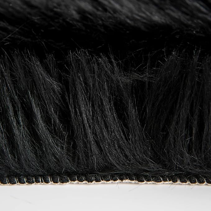 MIULEE Fluffy Rug Soft Shaggy Faux Fur Area Rug Luxury Plush Cloud Shape Carpet for Halloween Bedroom Living Room Sofa Chair 2 x 3 Feet, Black