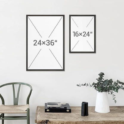 MUDECOR Framed Wall Art Print Set Blooming Wildflowers Illustrations Modern Art Decorative Colorful Chic for Living Room, Bedroom, Office - 24"x36"x3 Black