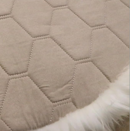 Woolous Round Sheepskin Rug Natural Wool Lambskin, White Circle Area Rug, Ultra Soft & Fluffy Plush Fur Non Slip Carpet for Bedroom, Living Room, Nursery & Floor Decor (3.3x3.3 ft)