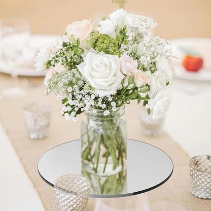 10 Pack Round Mirrors for Centerpieces, 10inch Circle Mirror Centerpieces for Tables, Mirror Tiles for Wall Table Wedding Centerpieces Mirror Plates for Candle Wedding DIY Craft Decorations