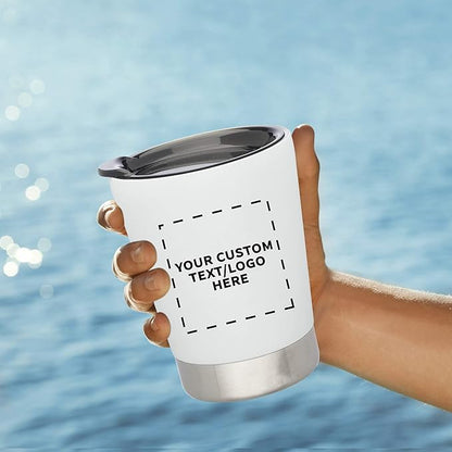 Personalized 12 oz. Itsy Vacuum Insulated Travel Mugs - 24 Pack - Custom Text, Logo - White