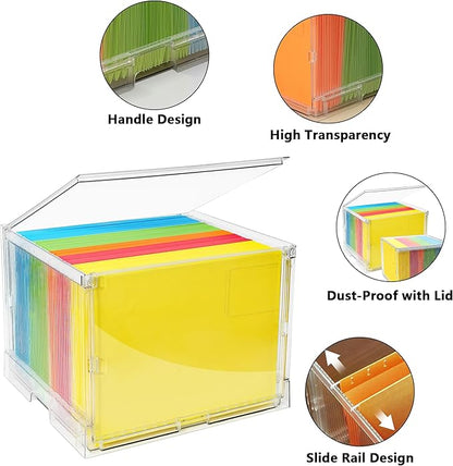 MUKAI File Box Organizer, Hanging Folder Storage Boxes, File Folder Organizer with Slide, Filing Crate Bin Holder with Letter-size File Holder Filing Box for Office, Home, Decor (1)