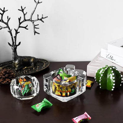 Kitcom Crystal Boxes of Glass Candy Dish Hand-Cut Home Decorative Jewelry Box Candy Jar W 3.15" x H 1.97", Comes With Gift Box