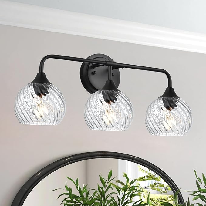 Lycuky Clear Hammered Glass Globe Shade -1.65" Fitter Opening - Replacement Lamp Shade for Pendant Lights, Chandeliers, Wall Sconces, Vanity & Ceiling Fixtures (2 Pack)