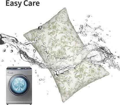 Sage Green Pillow Covers 12x20 Set of 2 Light Green Floral Chinoiserie Throw Pillows Rustic Toile Flower Decorative Pillow Cases Outdoor Chinoiserie Decor Lumbar Cushion Case for Couch Sofa