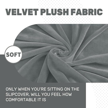 MAXIJIN Velvet Stretch Cushion Cover Fitted Couch Cushion Slipcovers 1 Pack Arm Chair Seat Cushion Cover for Individual Cushion Sofa Chair with Elastic Bottom (Chair Cushion, Light Grey)