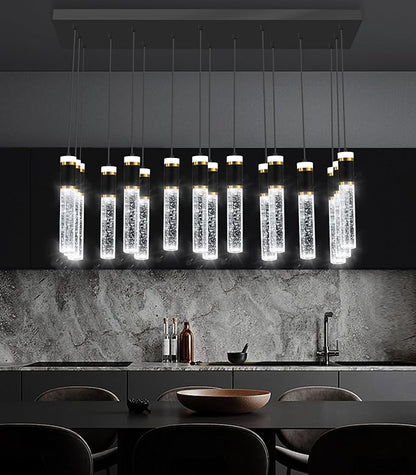 16-Lights Modern Cystal for Kitchen Island LED Dimmable Pendant Lighting Fixture Crystal Chandelier Light Fixtures for Dining Room