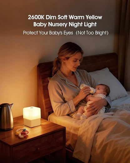JJ&RY Bedside Touch Night Light for Kids/Adults/Baby Nursery, Funny Lift Design Nightlight for Gift, 2600K/Soft Warm Yellow/Sleep Aid/Dimmable, Cordless Night Lamp for Nightstand/Bedroom/Kids Room