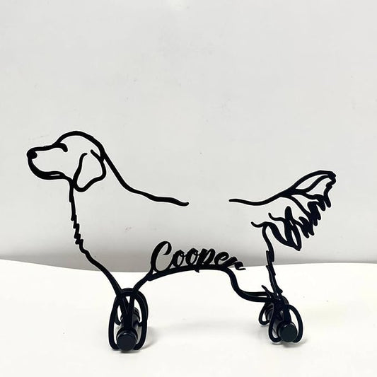 Personalized Golden Retriever Minimalist Sculpture, Custom Dogs Name Metal Desk Decor, Decorative Aesthetic Table Sign Gifts for Officer, Friends, Animal Lover, Kids, Mom, Dad