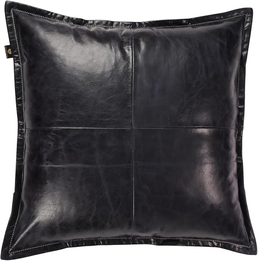 LL LEATHER LOVERS Lambskin Leather Pillow Cover - Sofa Cushion Case - Decorative Throw Covers for Living Room & Bedroom, 20x20 Inches - Ink Blue Box Pack of 1