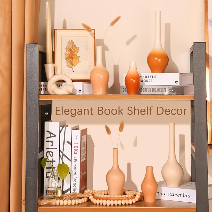 ZENS Ceramic Bud Vase Set of 3, Small Matte Grainy Bud Flower Vases for Bohoshelf Decor, Mini Rustic Boho Vase for Dried Flowers, Room Décor Centerpiece