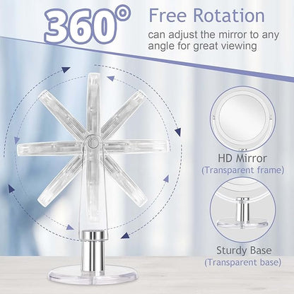 Vanity Makeup Mirror with Stand, 1X/15X Magnification Double Sided 360 Degree Swivel, Portable Table Desk Counter top Magnifying Mirror, Tabletop Mirror for Bedroom or Dorm Room, 6.25 Inch