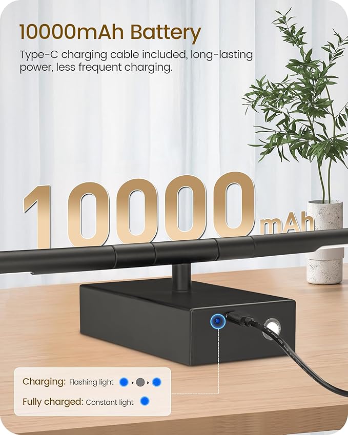 27.6" Wireless Wall Sconces Battery Operated Set of 2, Rechargeable Lamps with Remote, 360° Rotation, 10000mAh, Touch Dimmable Lights for Bedroom, Living Room, Hallway, Black B06YBP205