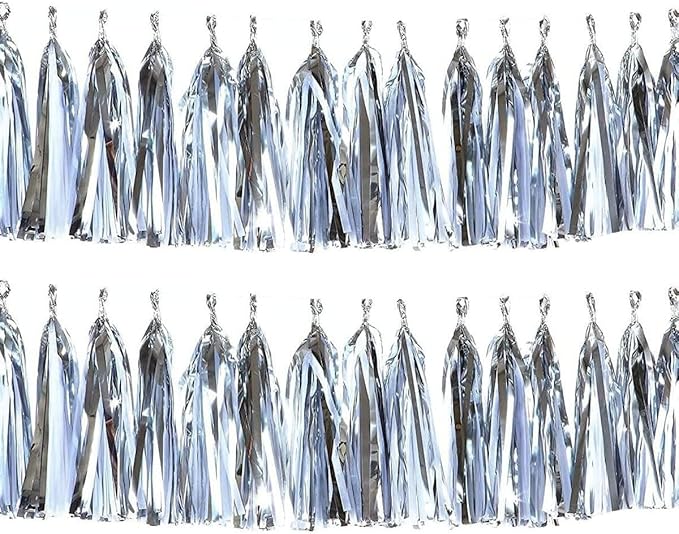 30pcs Silver Tissue Tassels DIY Hanging Decorations - Baby Shower, Wedding, Festival - Paper Tassel Garland Decor