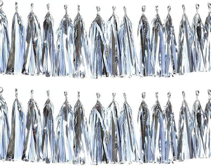 30pcs Silver Tissue Tassels DIY Hanging Decorations - Baby Shower, Wedding, Festival - Paper Tassel Garland Decor