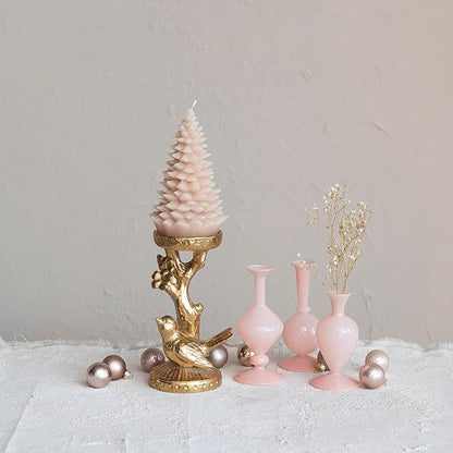Creative Co-Op Resin Candleholder with Bird and Branch Design, Gold Finish