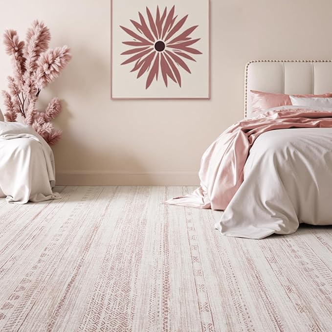 8x10 Pink Area Rugs for Living Room Machine Washable Rug Distressed Girls Nursery Rug Indoor Carpet Neutral Moroccan Boho Ultra Soft Area Rug for Bedroom Dining Room Playroom Office