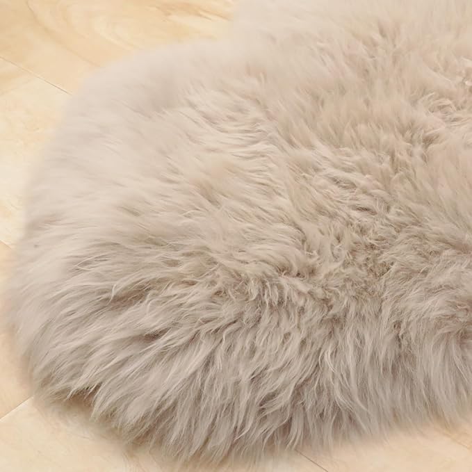 Woolous Sheepskin Rug 4x6 ft - Large Genuine New Zealand Lambskin Wool Quad Pelt Sheep Skin Fur Throw Area Rug for Nursery, Bedroom, and Living Room Decor (Linen)