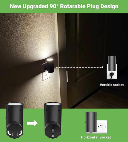 GEPLAD 4 Pack LED Night Light, Plug Into Wall, Dusk to Dawn Sensor, Soft White 3000K,Uplight & Downlight, for Bedroom, Stairway, Hallway,Bathroom Dimmable
