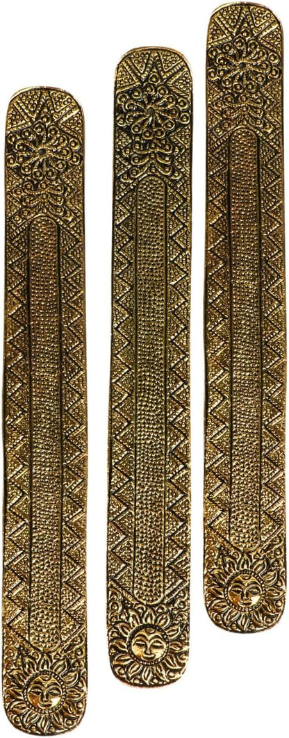 Hosley Antique Gold Aluminium Incense Holders. Set of 6 Each 9.5-Inch-Long Holder, Rich Antique Gold Finish Adding Rustic Charm to Any Room, Perfect for Home Ambiance and Décor