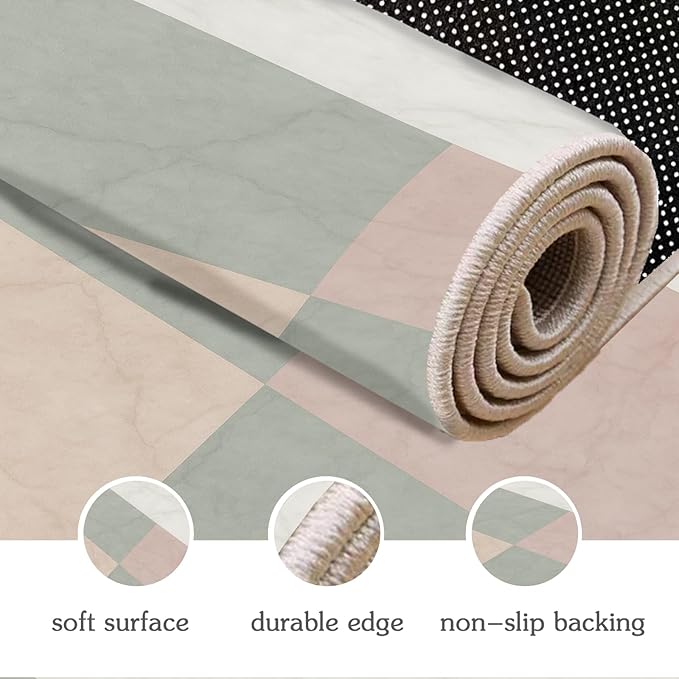 Modern Marble Rug - 3x6 Runner Rug, Minimalist MarbleAbstract Luxury Bedside Rugs, Washable & Non Slip Carpet Home Decor