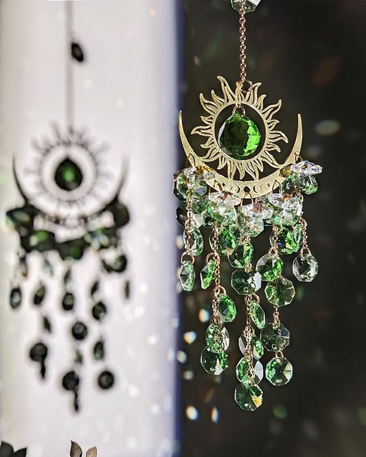 Crystal Celestial Sun Catchers Hanging Indoor Window Moon and Sun Prism Sunlight Suncatcher