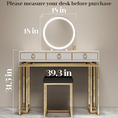 ROLOVE Makeup Mirror with Lights, 18 Inch Vanity Mirror with Lights, Lighted Makeup Mirror, Smart Touch Control Round Lighted Vanity Mirror, Tabletop ＆ Desk Mirror, Gifts for Women, Wife, Mom, Girls