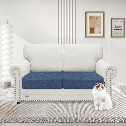 MAXIJIN Waterproof Couch Cushion Covers Stretch Sofa Seat Slipcovers Washable，Sectional Outdoor Cushion Covers with Elastic Bottom for Dogs Pets Kids (2 Pc Cushion Cover, Dusty Blue)