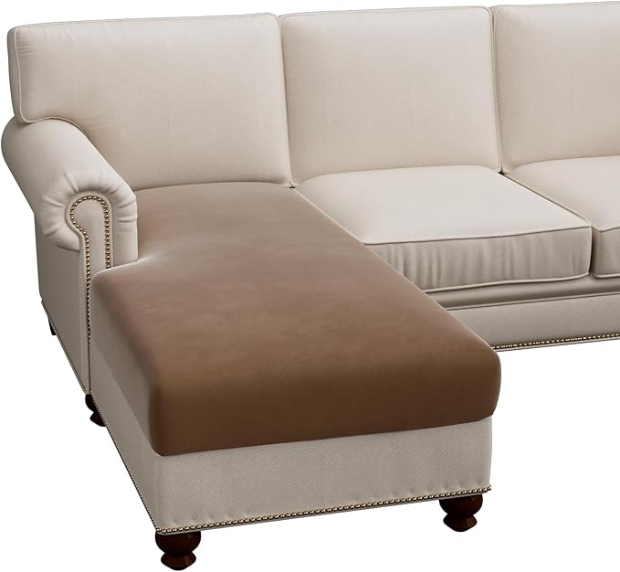 H.VERSAILTEX Super Stretch Individual Chaise Cover Sectional Couch Covers for L Shaped Sofa Both Left/Right Featuring Thick Soft Fleece Fabric (Chaise Cover, Camel)