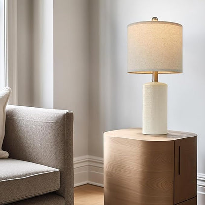 20.25'' Ceramic Table Lamps Set of 2 Small Farmhouse Bedside lamp Creamy White Modern Nightstand End Table Lamps for Living Room Bedroom Study Office