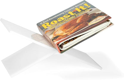 Red Co. Glossy White Acrylic Book Holder 2 Piece Reading Stand for Open and Closed Books, Magazines, Textbooks 6" x 11" x 6"