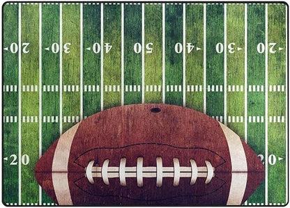 American Football Green Grass Field Kids Rugs, Cartoon Print Art Home Decor Rug, Easy Clean Carpet Washable Indoor Non-Slip Rug for Boys and Girls Nursery Bed Living Room Carpets Decor,5 x 6ft