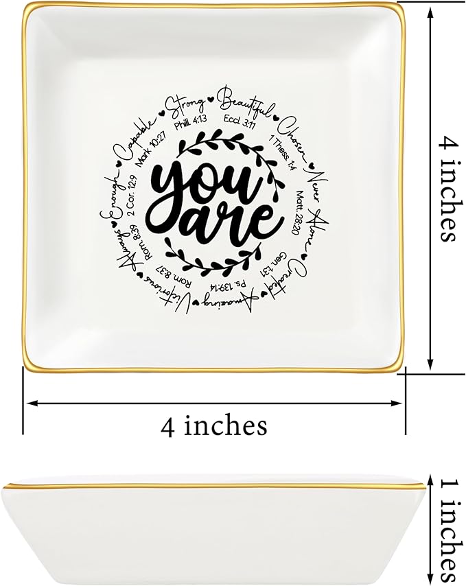 JoycuFF Confirmation Gifts for Teen Christian Gifts for Women, Religious J Catholic Communion ewelry Dish Gifts for Women