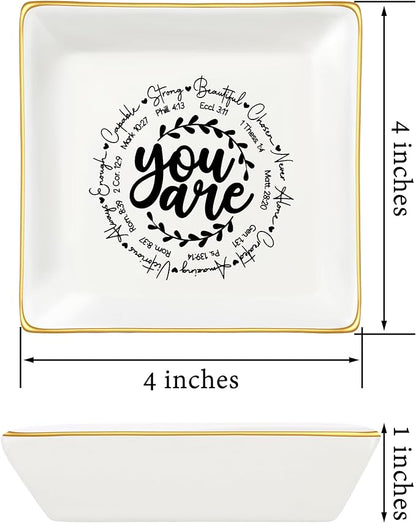 JoycuFF Confirmation Gifts for Teen Christian Gifts for Women, Religious J Catholic Communion ewelry Dish Gifts for Women