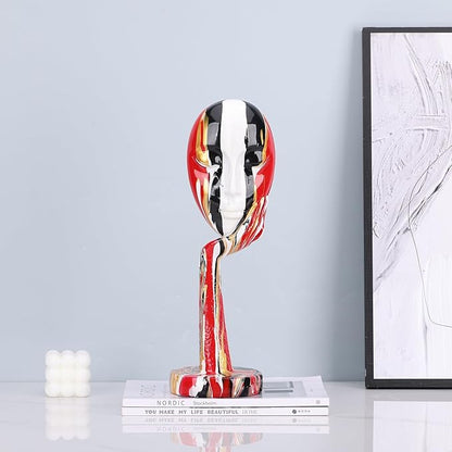 suruim Simple Creative Colorful Female Face Art Statue Thinker Sculpture Abstract Character Crafts Ornament Home Office Bedroom Living Room Study Decoration (Large-1 15.3in)