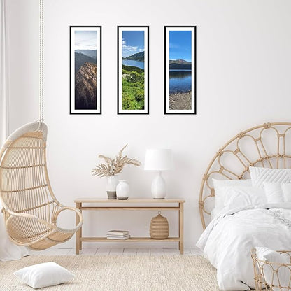 12x30 Picture Frame with 9x27 Mat Set of 2, Display Photo 9x27 with Mat or 12 x 30 Without Mat, Wall Hanging Large 12 by 30 Poster Frame with Plexiglass, 2 Pack, Black