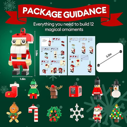 Christmas Advent Calendar 2025 for Kids: 12 Days Countdown Calendar Building Block Toys Set, Xmas Tree Ornaments Decor, White Elephant Christmas Gifts Stocking Stuffers for 6-10 Year Old Boys and Girls