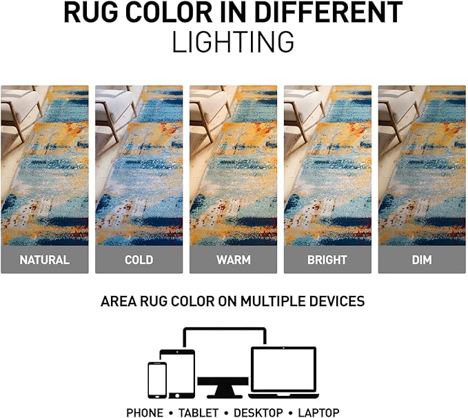 Rugshop Sky Collection Abstract Area Rug, Carpet with Jute Backing for Office or Small Living Space, 3'3" x 5'