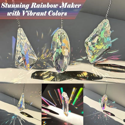 4PCS Crystal Sun Catchers Prisms for Windows Hanging Crystal Prisms Rainbow Maker Window Garden Fantasy Aesthetic Home Decor -AB Color Prism Suncatcher