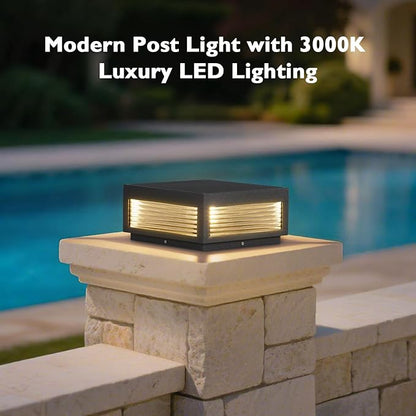Outdoor Post Lights, 11.81" Column Pillar Light Hard Wired, Modern Fence Posts Lamp Waterproof 3000K Warm LED Lighting Lantern with E26 Bulb for Patio Driveway Garden Decoration