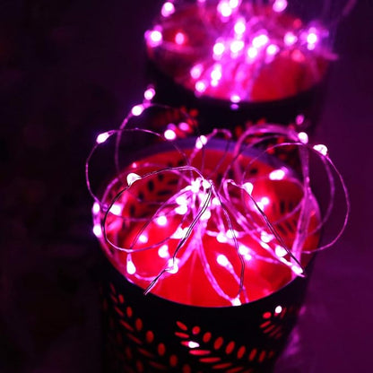 6-Pack 7Ft Starry String Lights No Remote Fairy String Lights 20 Micro Starry Leds On Silvery Copper Wire CR2032 Batteries Included for Wedding Centerpiece,Party,Christmas Table Decor (Pink)
