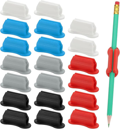 PATIKIL 20 Pcs Adhesive Pencil Holders for Desk, Universal Pencil Clip Silicone Pen Holder Office Desk Pen Organizer for Wall Clipboard Teacher Supplies, Multicolor