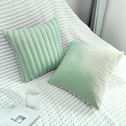 2 Pack 16x16 Pillow Cover Velvet Pillow Covers, Faux Fur Square Throw Pillow Covers for Living Room Decorations Throw Pillow Case, Throw Pillow Cover Cushion Cover for Sofa Bedroom Car, Sage Green