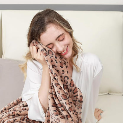 Viviland Fleece Blanket King Size Cheetah Print - 280GSM Lightweight Soft Fuzzy Cozy Plush King Blanket for Bed, 90x108 inches