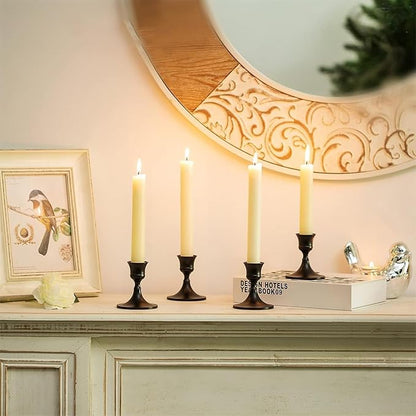Vintage Black Taper Candle Holders Set of 2, Metal Candlestick Holders Elegant Handcrafted Décor for Weddings, Dining & Meditation,Table Centerpiece, Party, Christmas Decoration or Home Decor