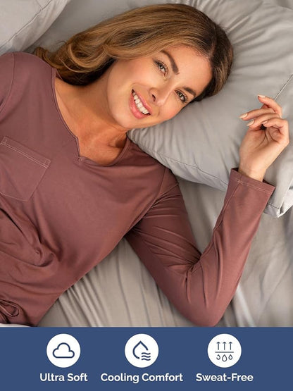 Extra Deep Split King Sheet Set - 7 Piece Breathable & Cooling Sheets - Hotel Luxury Bed Sheets Set - Easy Fit - Soft, Wrinkle Free & Comfy Sheets Set - Light Grey Sheet Set with Extra Deep Pockets