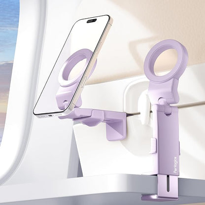 Perilogics Airplane Phone Holder for MagSafe. Universal Phone Mount for Long Flight Airplane Travel Essentials, Cruise Must Haves. Ideal Travel Accessory for Vacation and Content Creators (Lavender)